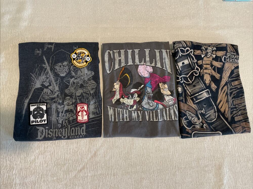 Disney Shirts Kids Youth Small Lot of 3 Star Wars Villains Pirates of Caribbean